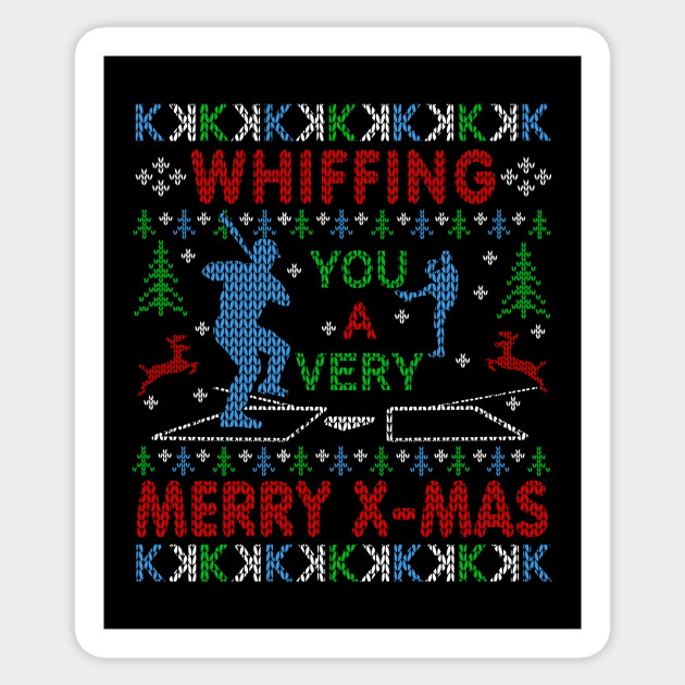 Baseball We Pitch You a Merry Christmas Funny Pitcher Baseball Ugly Christmas Sweater Sticker by TeeCreations